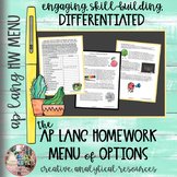 AP Lang Homework Menu of Options DISTANCE LEARNING