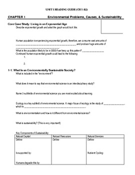 Preview of AP Env Sci CH 1 & 2 Reading Guide for Living In the Environment 16th edition