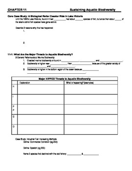 Preview of AP Env Sci CH 11 Reading Guide for Living In the Environment 16th edition