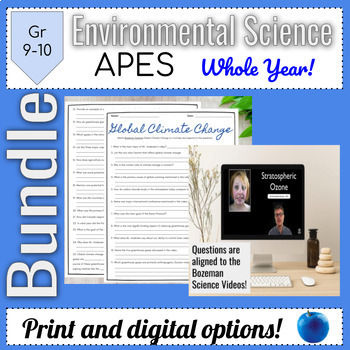 Preview of AP Environmental Science Bozeman Worksheets Whole Year Bundle APES Curriculum