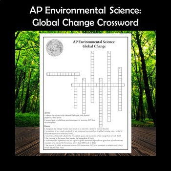 AP Environmental Science Global Change Crossword Puzzle TpT