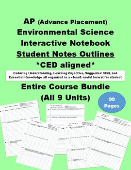 Preview of AP Environmental Science Interactive Notebook Student Notes Outline-CED aligned