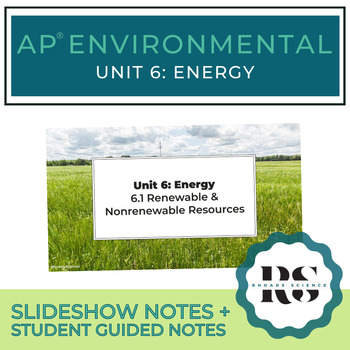 Preview of AP Environmental Science NOTES for Unit 6: Energy Resources (APES)