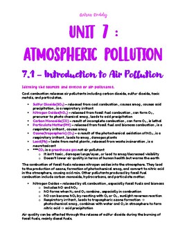 Preview of AP Environmental Science Outline/Study Guide – Unit 7