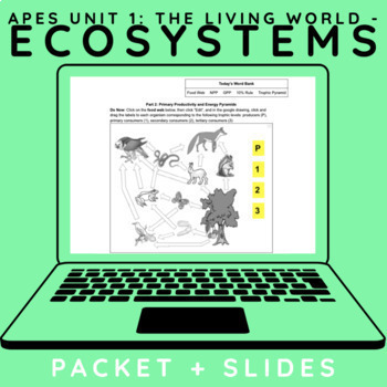 Preview of AP Environmental Science - Unit 1: The Living World - Ecosystems PACKET & SLIDES