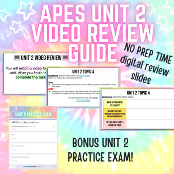 Preview of AP Environmental Science Unit 2 Video Review Guide + BONUS PRACTICE TEST