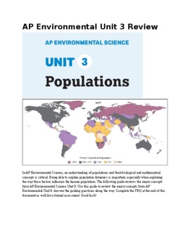 Preview of AP Environmental Science Unit 3: Populations-  Guided Lesson