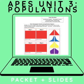 Preview of AP Environmental Science Unit 3: Populations PACKET & SLIDES (Full Unit)