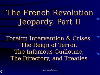 Preview of AP Euro Jeopardy Game for Revolutionary France: Reign of Terror & Directory