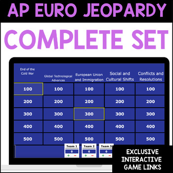 Preview of AP Euro Jeopardy Review Complete Set: Later Middle Ages to Early 2000's
