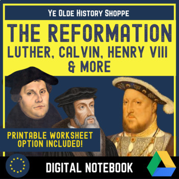 AP Euro: The Reformation - Digital Notebook + Worksheet - Primary ...