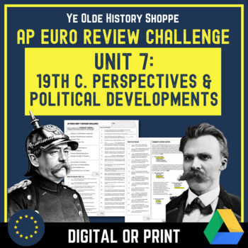 Preview of AP Euro Unit 7 Review: 19th Century Nationalism & Imperialism - Digital/Print