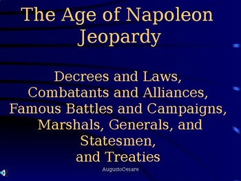 Preview of AP European History/IB History Jeopardy Game: The Age of Napoleon