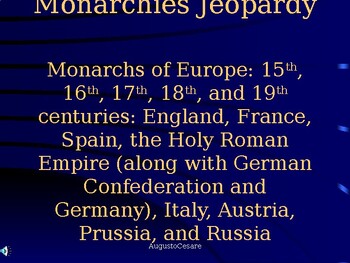 Preview of AP European History Jeopardy Review: Monarchies from 15th through 19th C.