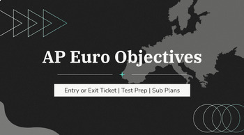 Preview of AP European History Objectives (Entry or Exit Ticket | Test Prep | Sub Plans)
