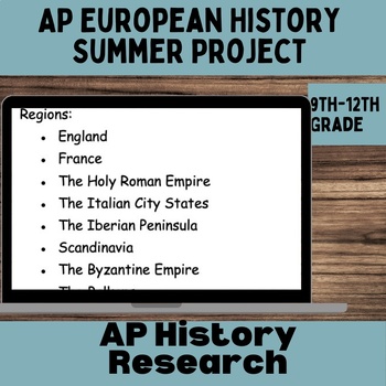 Preview of AP European History | Summer Project | AP History | Unit 0 and 1| 9,10,11,12 G.