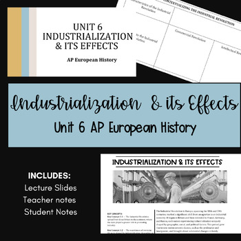 Preview of AP European History Unit 6 Industrialization Lecture and Student Notes
