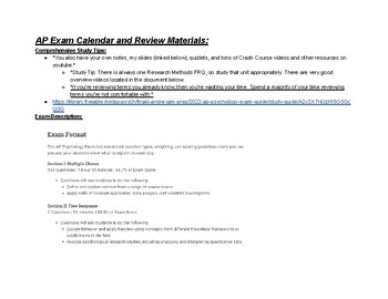 Preview of AP Exam Calendar and Review Materials