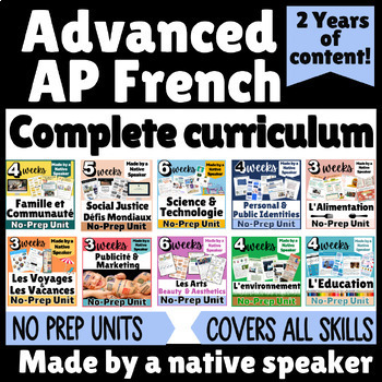 Preview of AP FRENCH CURRICULUM - Full Year of NO PREP Activities  - With Syllabus!