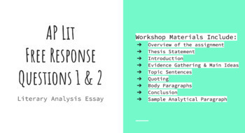 Preview of AP Lit FRQ1 & 2 Literary Analysis Essay Workshop & Graphic Organizer
