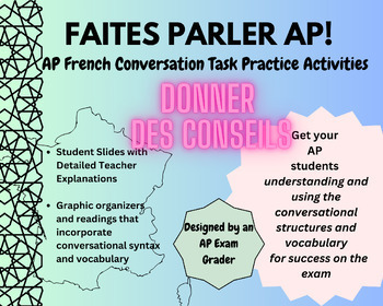 Preview of AP French | Conversational Task Practice ¨Donner des conseils¨