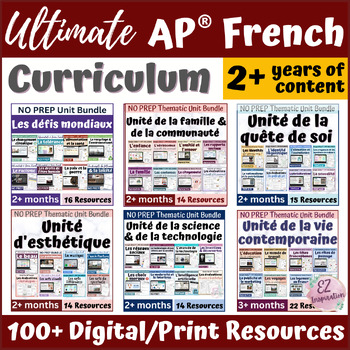 Preview of EZ Inspiration AP® French Curriculum BUNDLE - 2 YEARS of Prep and Activities