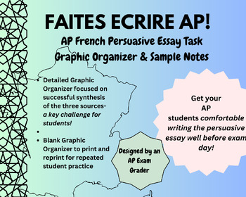 Preview of AP French | Persuasive Essay Task Template | Step-by-Step Essay Guide