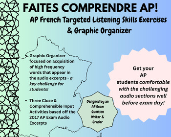 Preview of AP French | Targeted Listening Skills Exercises & Graphic Organizer