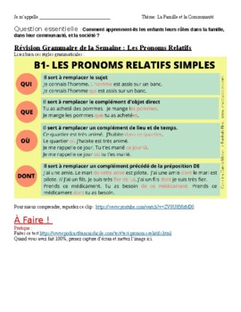 Preview of AP French Weekly Packet 3, Theme 1