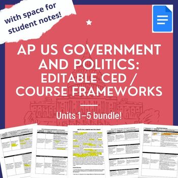 Preview of AP Gov Editable Course Framework Units 1-5