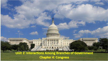Preview of AP Gov Unit 2: Interactions Among Branches of Government, Chapter 4 Congress