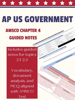 Preview of AP Government: AMSCO Guided Notes for Chapter 4: Congress (Topics 2.1-2.3)