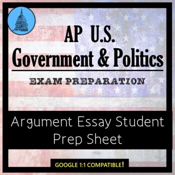 Preview of AP Government Argument Essay Organizer- Exam Prep Template!