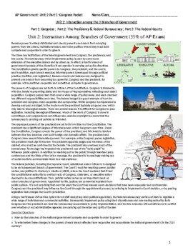 Preview of AP Government Congress Guided Notes and Activity Packet to go with Congress PPT