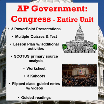 Preview of AP Government Congress / Legislative Branch: Topics 2.1 - 2.3