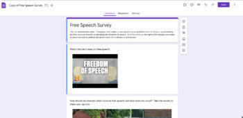 Preview of AP Government Google Form Survey on 1st Amendment Free Speech Topics