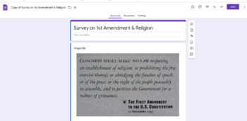 Preview of AP Government Google Form Survey on 1st Amendment Religion and State Topics 