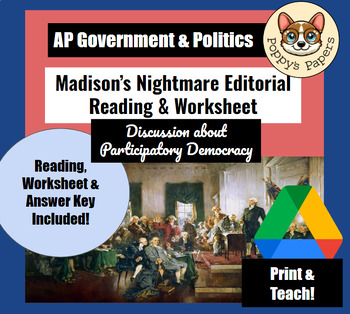 Preview of AP Government- Madison's Nightmare Reading [Participatory Democracy Discussion]