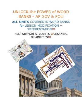 Preview of AP Government & Politics -ALL Terms in WORD BANK for DIFFERENTED LESSONS!!