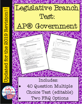 Preview of Legislative Branch (Congress) Test: AP® Government (UPDATED for 2019 Redesign)
