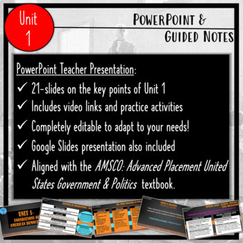AP Government- UNIT 1 PowerPoint and Guided Notes (Editable & Google 1:1)
