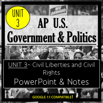 Preview of AP Government- UNIT 3 PowerPoint and Guided Notes (Editable & Google 1:1)