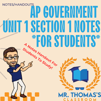Preview of AP Government Unit 1 Student Notes for Lessons 1.1-1.3