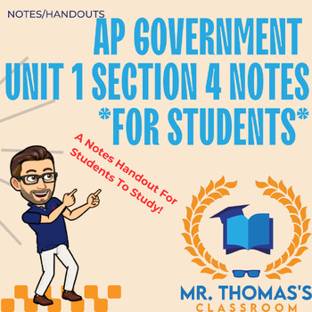 Preview of AP Government Unit 1 Student Notes for Lessons 1.7-1.9