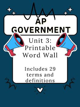 Preview of AP Government: Unit 3 Word Wall