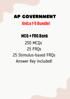 Preview of AP Government Units 1-5 Test Bank Bundle