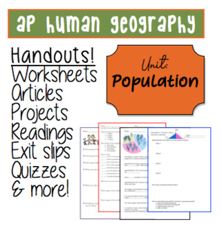 Preview of AP HUMAN GEOGRAPHY Handouts on Population! 20 worksheets!