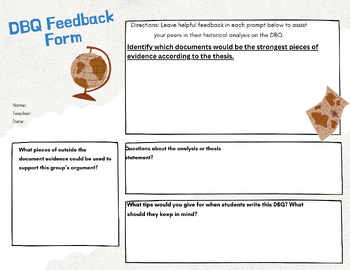 Preview of AP History: DBQ Feedback Form