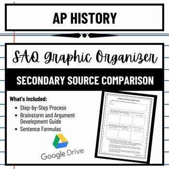 Preview of AP History Short Answer Question Guide: Secondary Sources Graphic Organizer