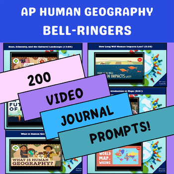 Preview of AP Human Geography Bellringers - 200 Video Journal Prompts (Google Slides)